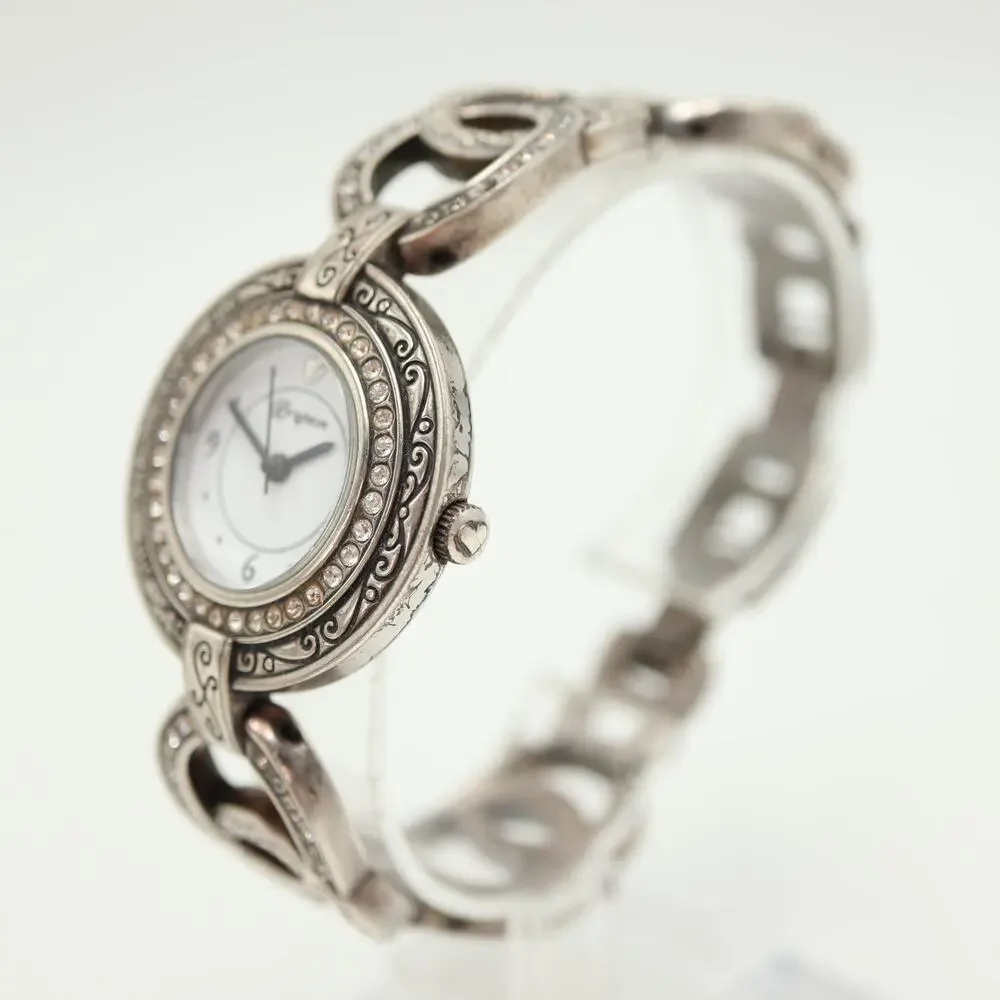 Brighton Stardust Silver Tone 31mm Watch Crystal Metal Bracelet w New Battery